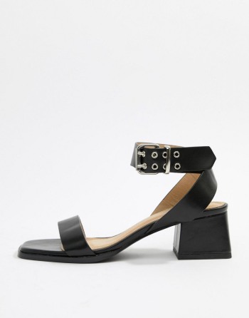 RAID Bessie Square Toe Block Heel Crne - Ženske Sandale | 28150GJCY